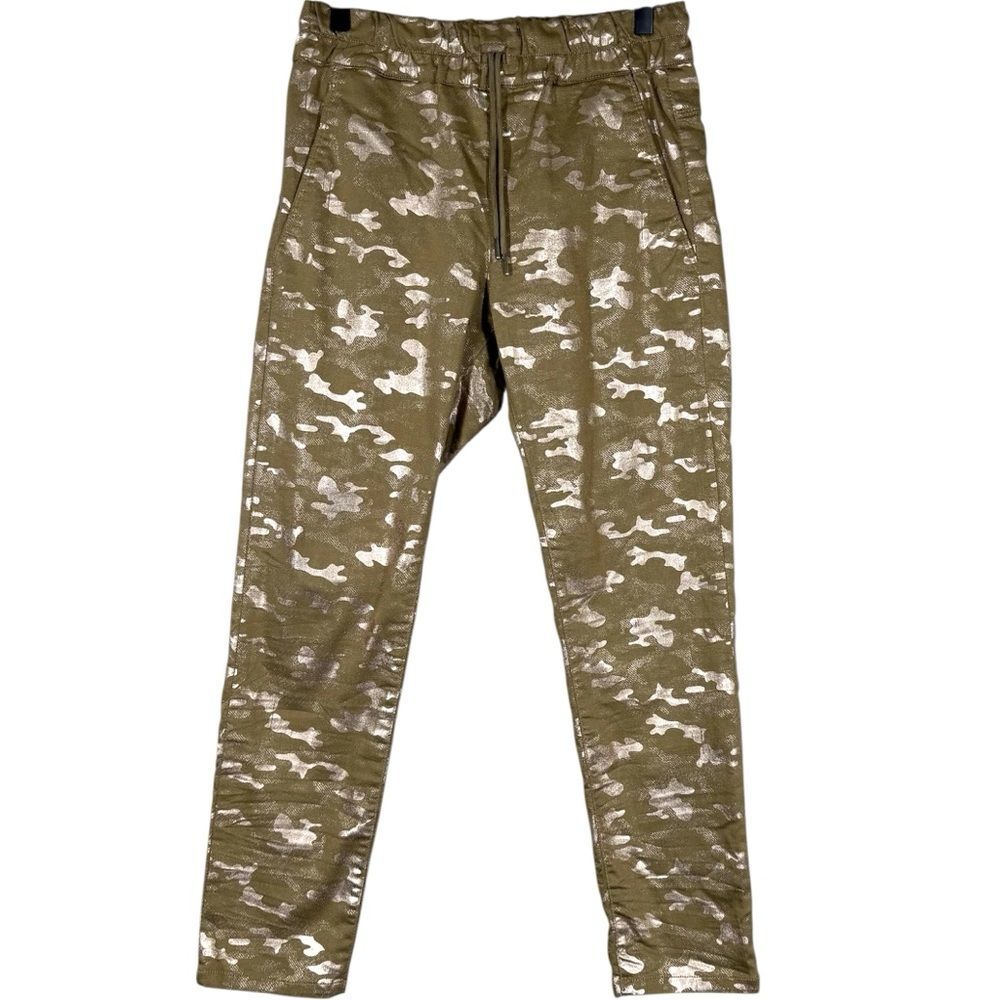 Bevy Flog Women's Shely Pants In Beige Gold Camo Elastic Waist Size 27